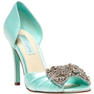 Betsey Johnson SB Gown Blue Satin Heels